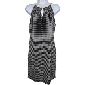 Ivanka Trump Womens Sleeveless Black&White Geometric Pattern Midi Dress. Size S